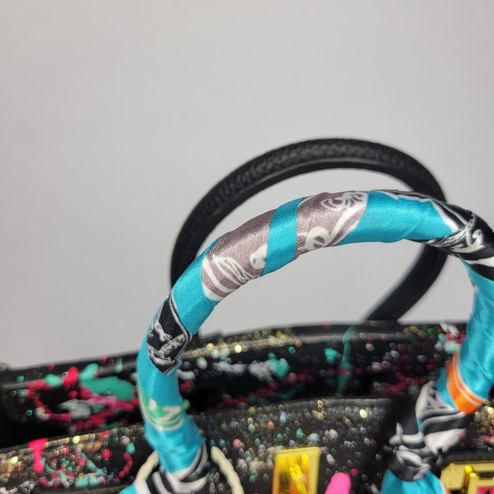 NEW Anca Barbu Green Lips Tote Electric Handbag Purse Handpainted - Picture 6 of 14